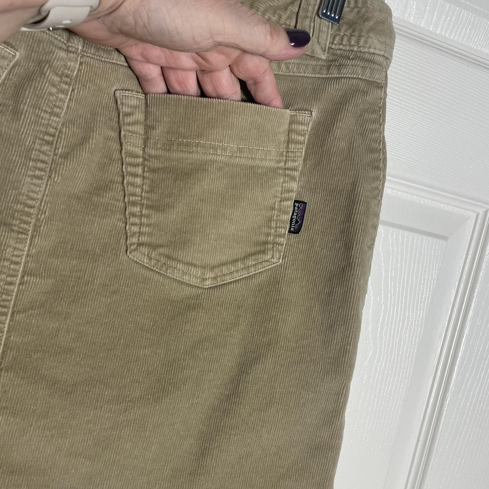 Patagonia Corduroy Skirt Women 4 Khaki Brown Straight Organic Cotton Mini Pocket - Picture 2 of 8